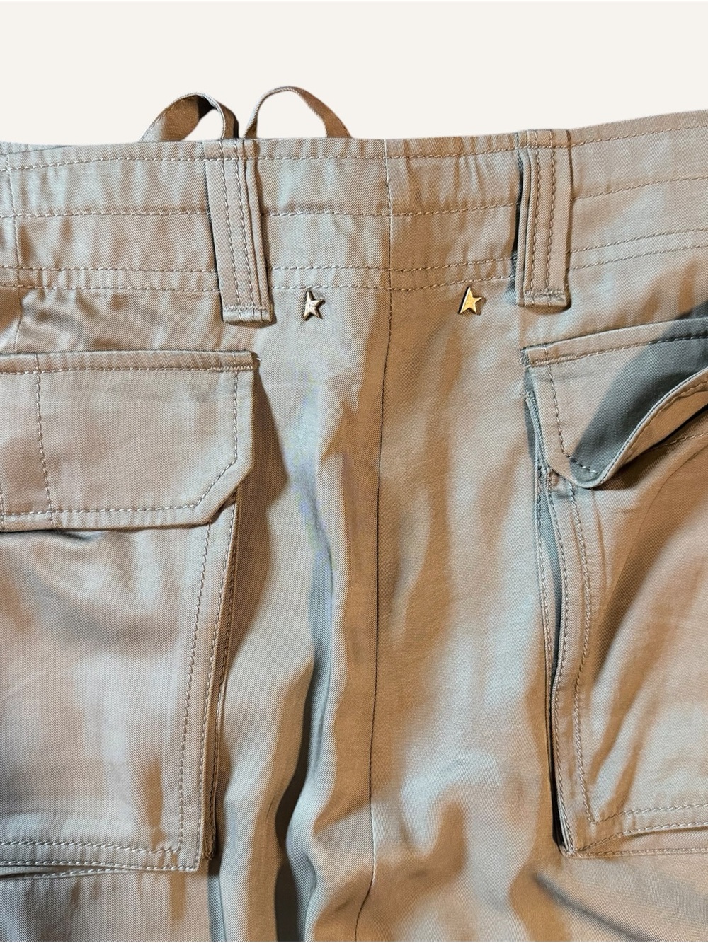 Golden Goose Olive Green Wide Leg Drawstring Cargo Trouser Pants - Picture 5 of 7